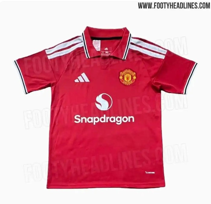 曼联2026-27主场球衣谍照：致敬上世纪70年代经典设计