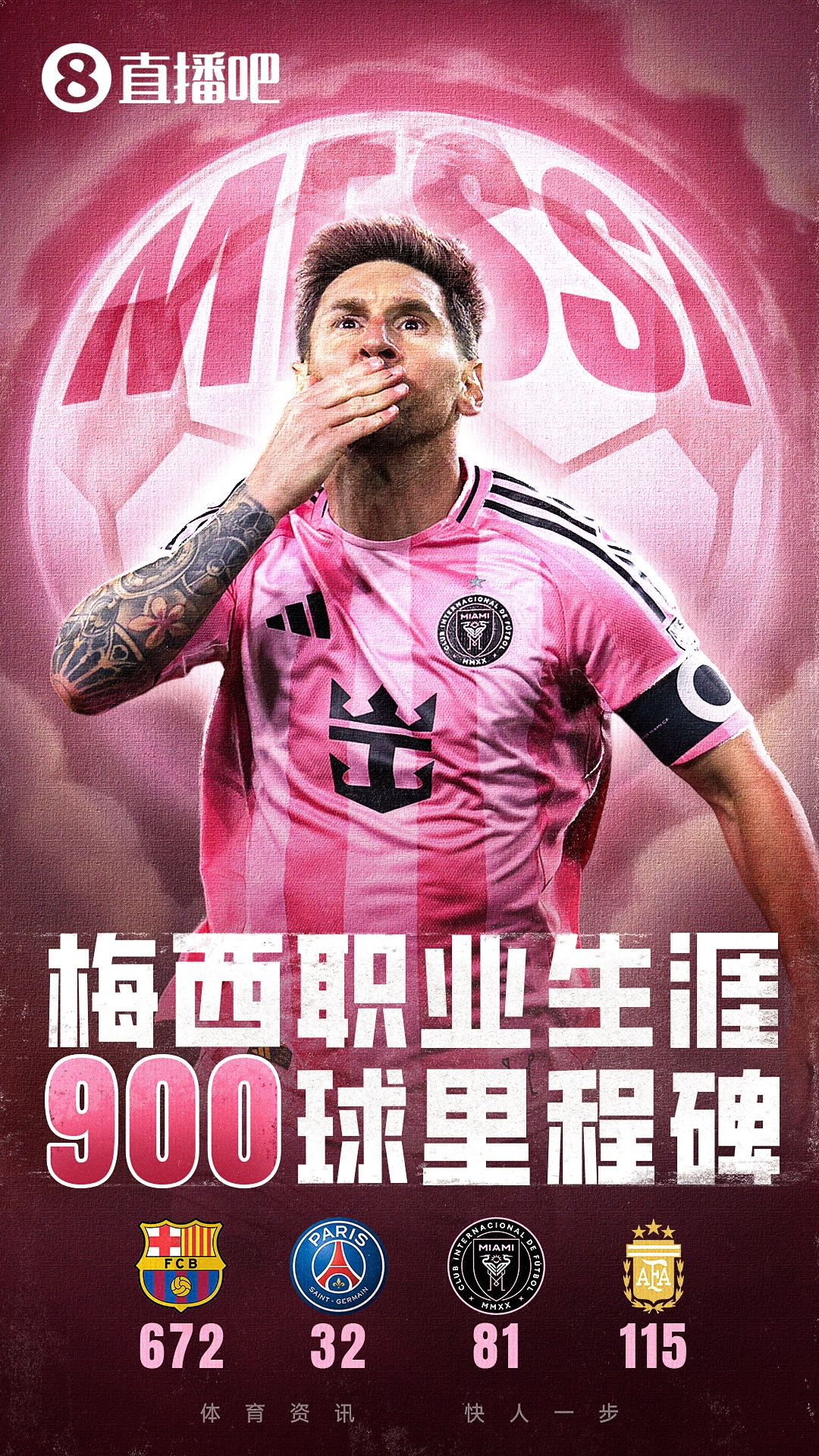 再次历史！38岁梅西解锁生涯900球，创足坛最快最年轻纪录