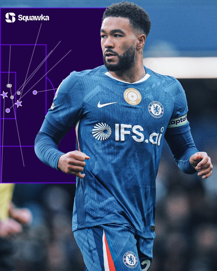 里斯·詹姆斯本赛季创造8次重大机会，多于英超其他任何后卫