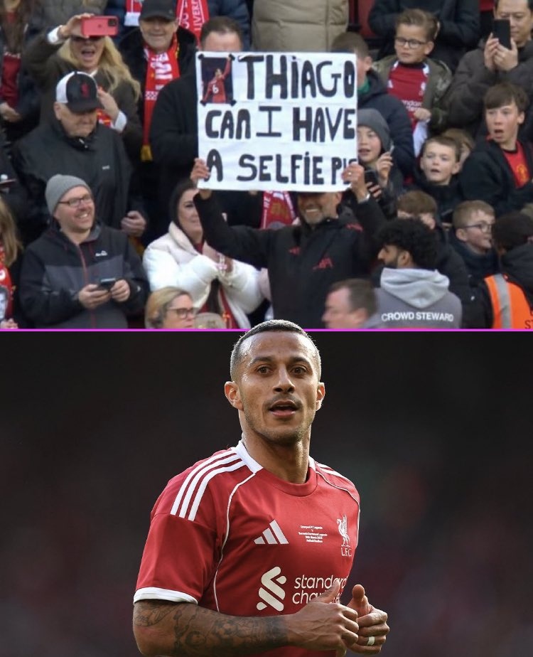 克洛普传奇赛举牌：蒂亚戈，我可以与你合影吗？