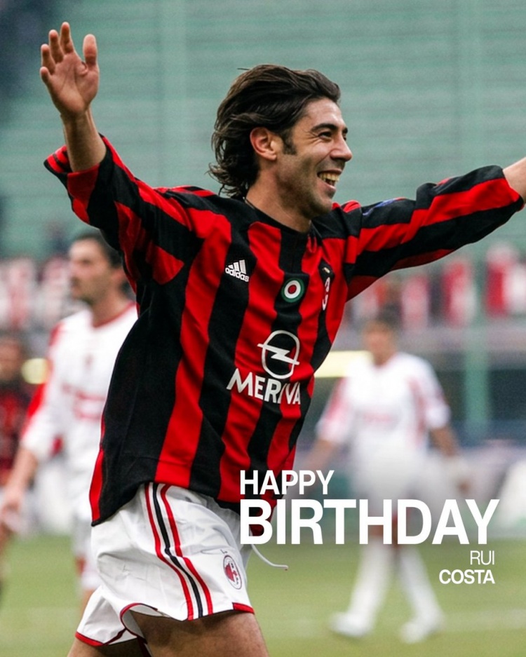 米兰祝鲁伊·科斯塔54岁生日快乐，效力期间出战192场11球45助